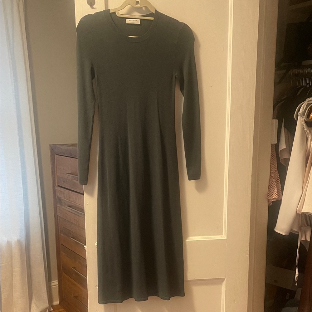 Soft Green Long Sleeve Sweater Dress